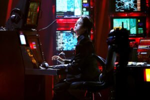 Jin performing with BTS at the Grammys 2022