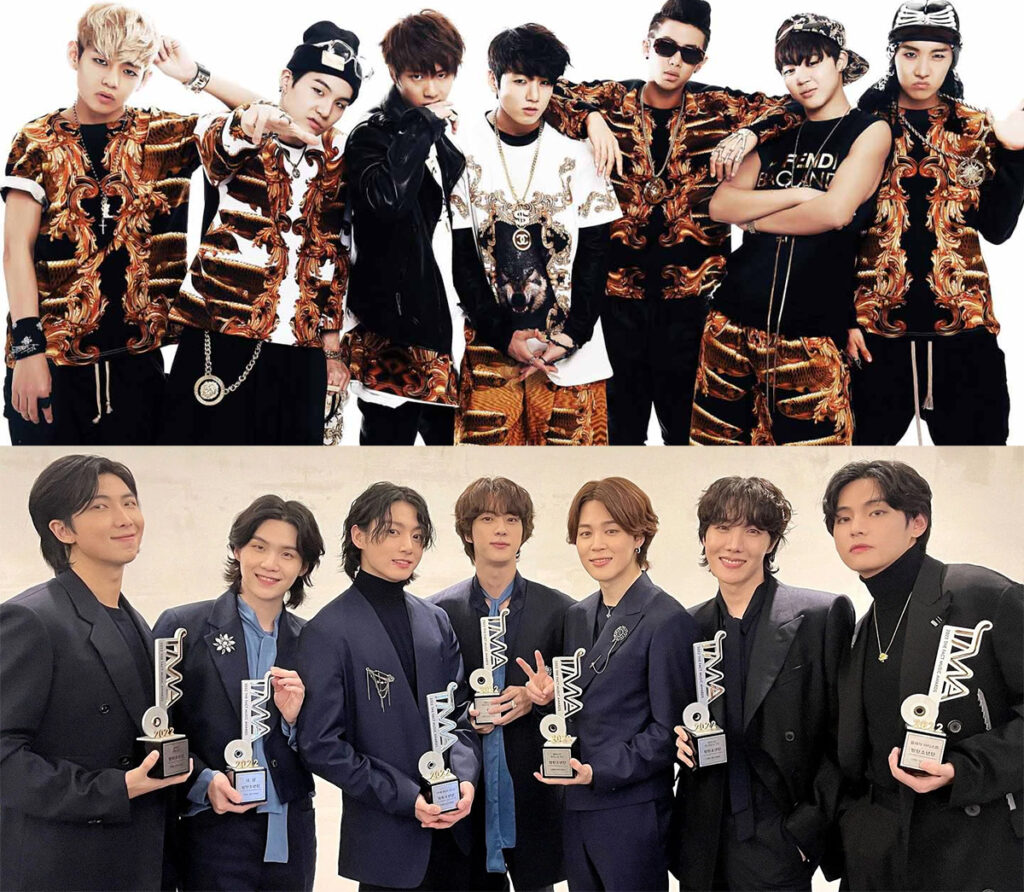BTS in 2013 and 2022