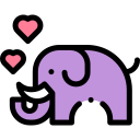 Icon: A cute purple elephant with hearts
