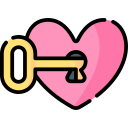 Icon: A heart being unlocked by a key