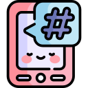 Icon: A pink tablet with hashtags