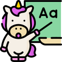 Icon: A tiny unicorn and a blackboard