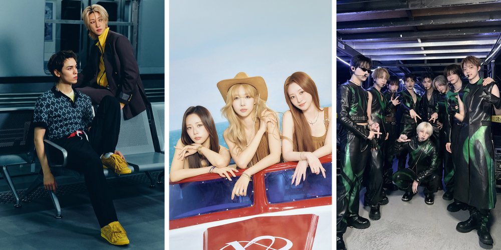 A collage of KPop Pics - V8, UAU and &Team